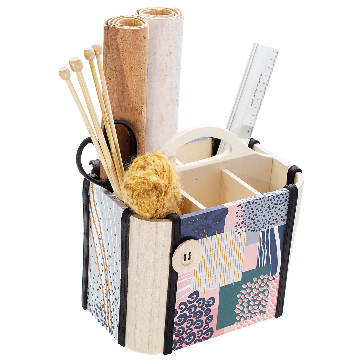 Utensilien-Box aus Holz, 23 x 16 x 17 cm