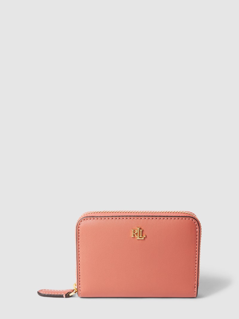 Portemonnaie mit Label-Applikation in rosa