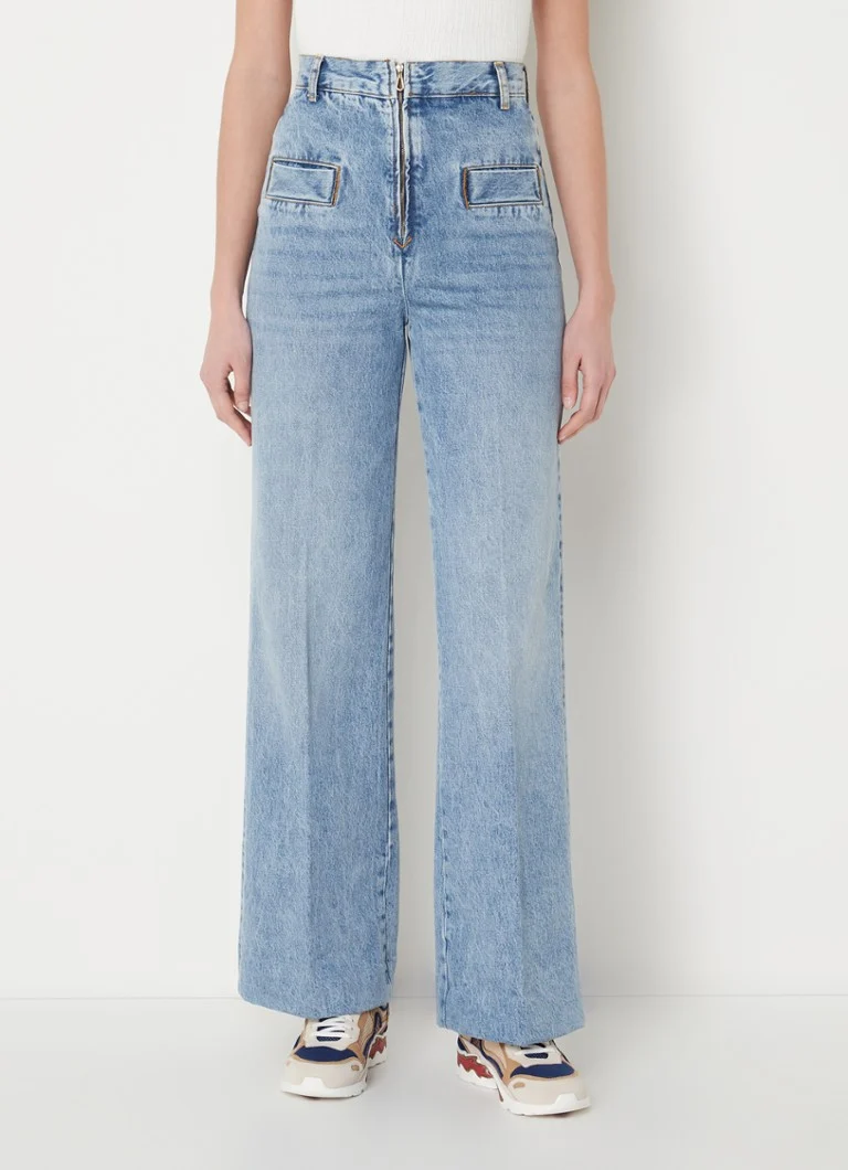 Jeans Sandro a vita alta e gamba larga, lavaggio chiaro