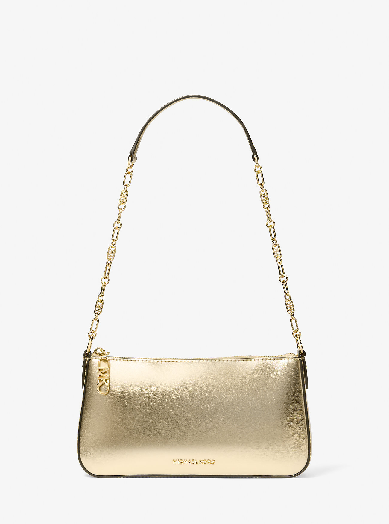 Empire Medium Metallic Leather Chain-Link Pochette - PALE GOLD