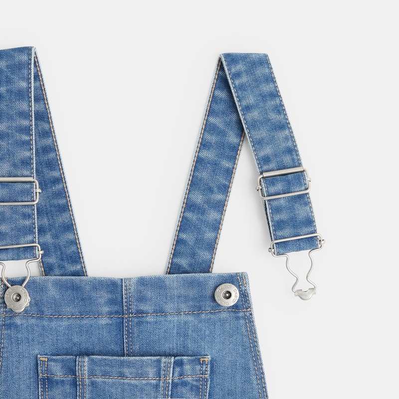 Salopette-short en jean bleue fille