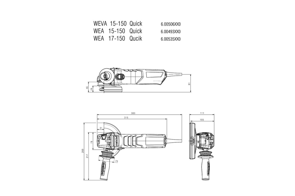 Metabo 600535000 WEA 17-150 Γρήγορος Γωνιακός Τροχός 150 mm