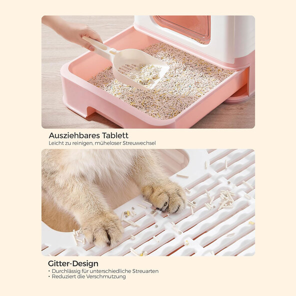 Katzentoilette mit Schaufel, pastellrosa