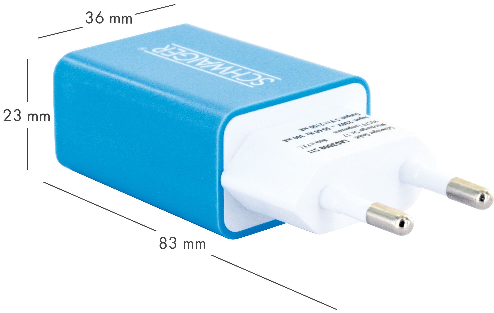 Schwaiger LAD300B 511 KFZ-Adapter Eurostecker zu USB 2.0 A Buchse, integriertes Multi-Schutz Sicherheitssystem