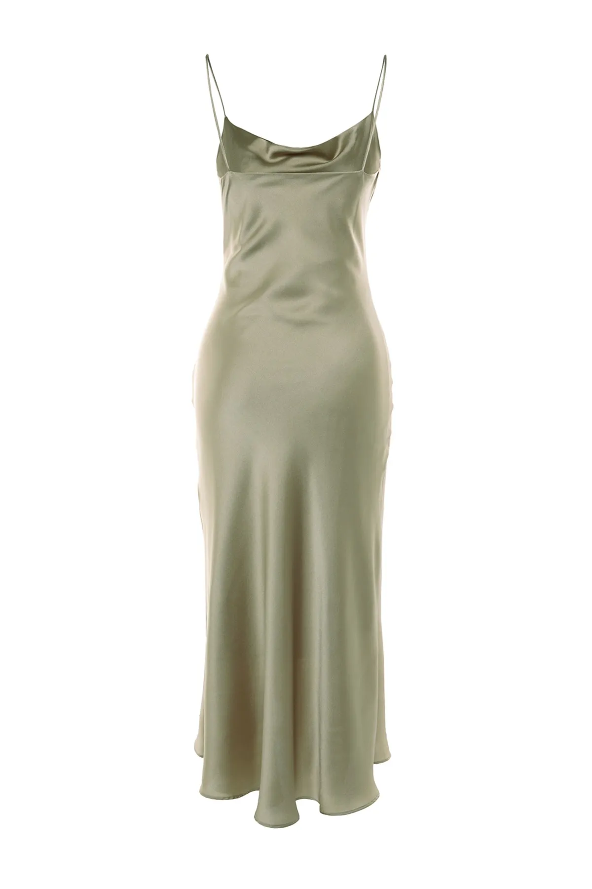 Trendyol Collection  Grün gefüttertes Abendkleid aus gewebtem Satin TPRSS19BB0058