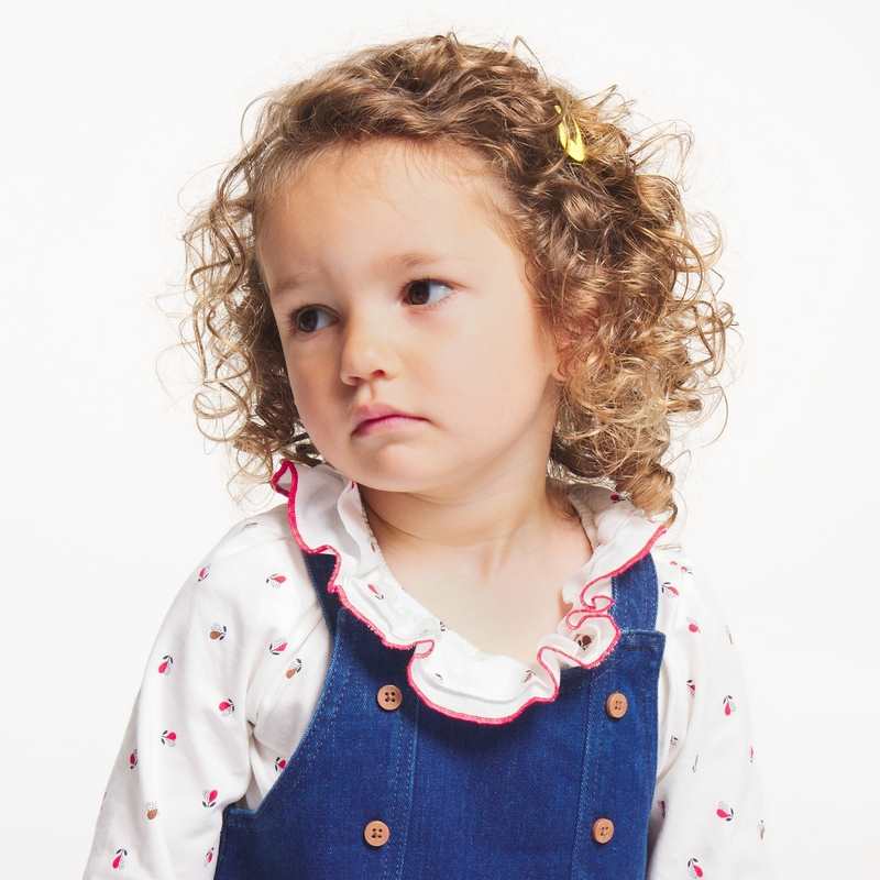 T-shirt col volanté rouge bébé fille