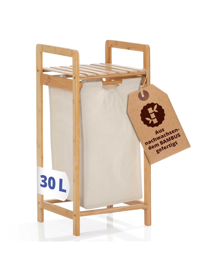 Lumaland Lumaland Wäschekorb Bambus 33x33x73cm holzfarben/beige Wäschesack ausziehbar günstig kaufen onesize