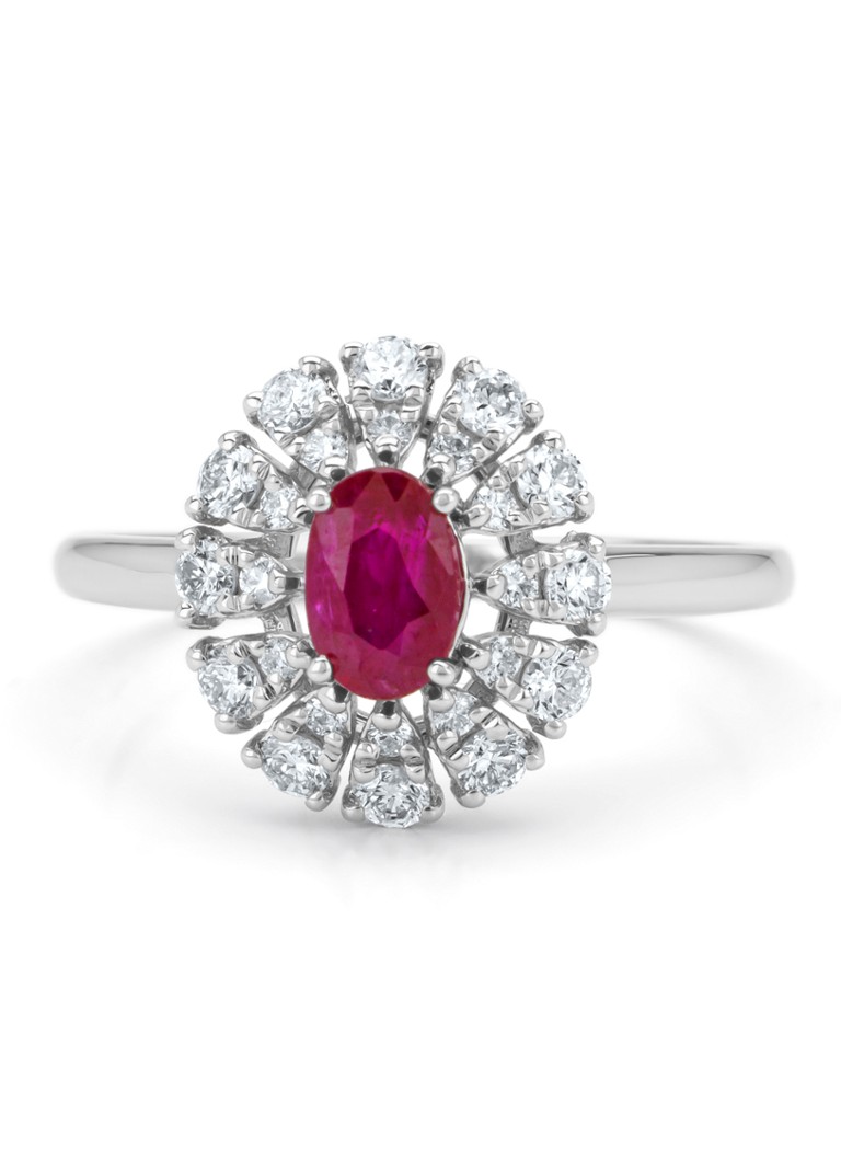 Anello Diamond Point in oro bianco, rubino da 0,63 ct, Majestic