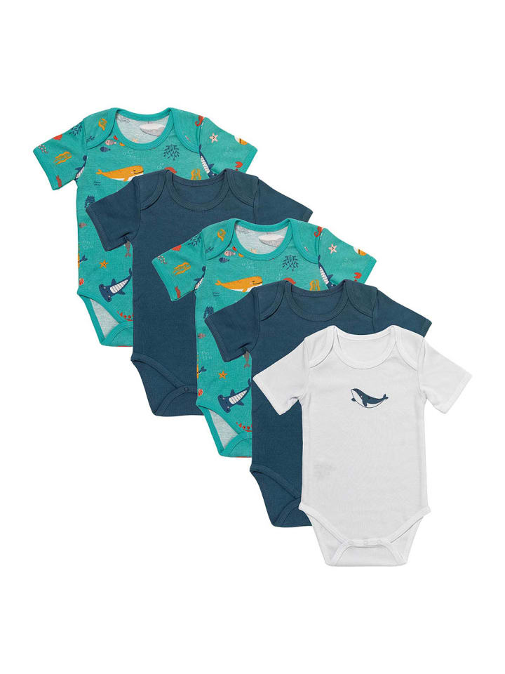 Schlummersack Bio Baby-Bodys kurzarm 5er-Pack in Hellblau günstig kaufen