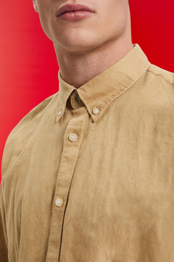 Button-Down-Hemd aus Baumwolle und Leinen