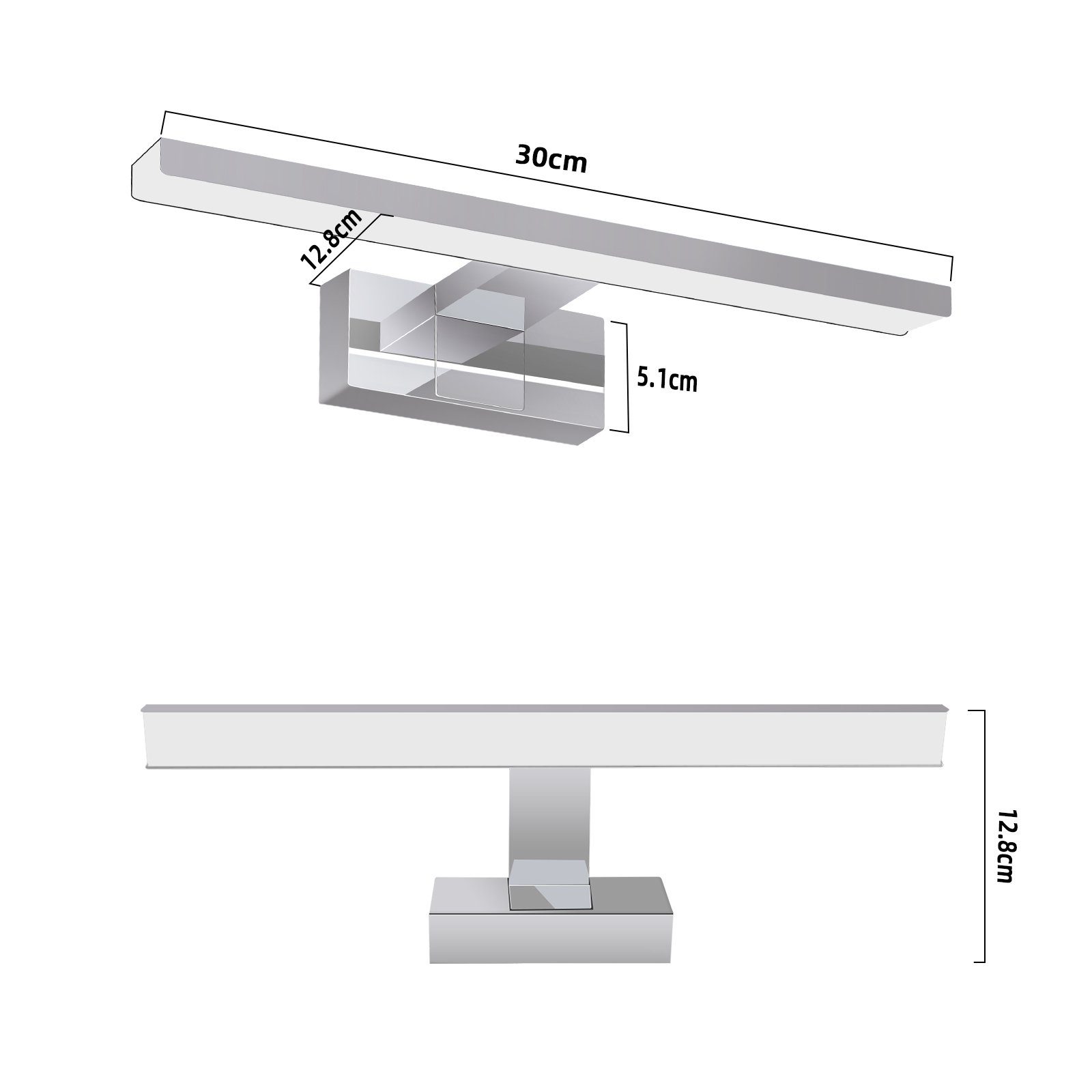 Nettlife LED Spiegelleuchte Bad Spiegellampe Badleuchte Wandlampe Wandleuchte Badlampe, Wasserdicht IP44, LED fest integriert, Neutralweiß, für Badezimmer Keller Küche Badschrank, 6W, 30CM