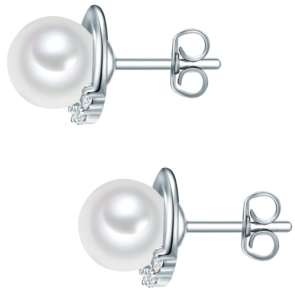 Rafaela Donata Puces d'oreilles en argent Argent sterling Oxyde de zirconium (CZ) Nacre en Argen Boucles d'oreilles