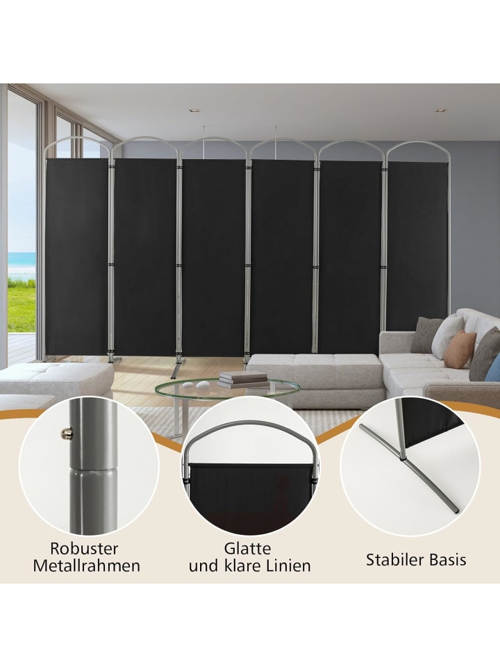 COSTWAY Raumteiler 6 tlg. 188cm in Schwarz günstig kaufen onesize