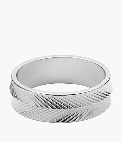 Fossil Ring Harlow Linear Texture Edelstahl
