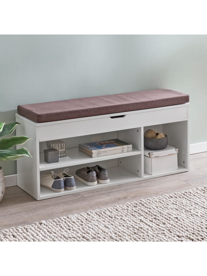 KADIMA DESIGN Schuhbank WL5.345 mit Sitzfläche Garderoben-Bank Holz 104x51x32 cm in Weiß günstig kaufen onesize