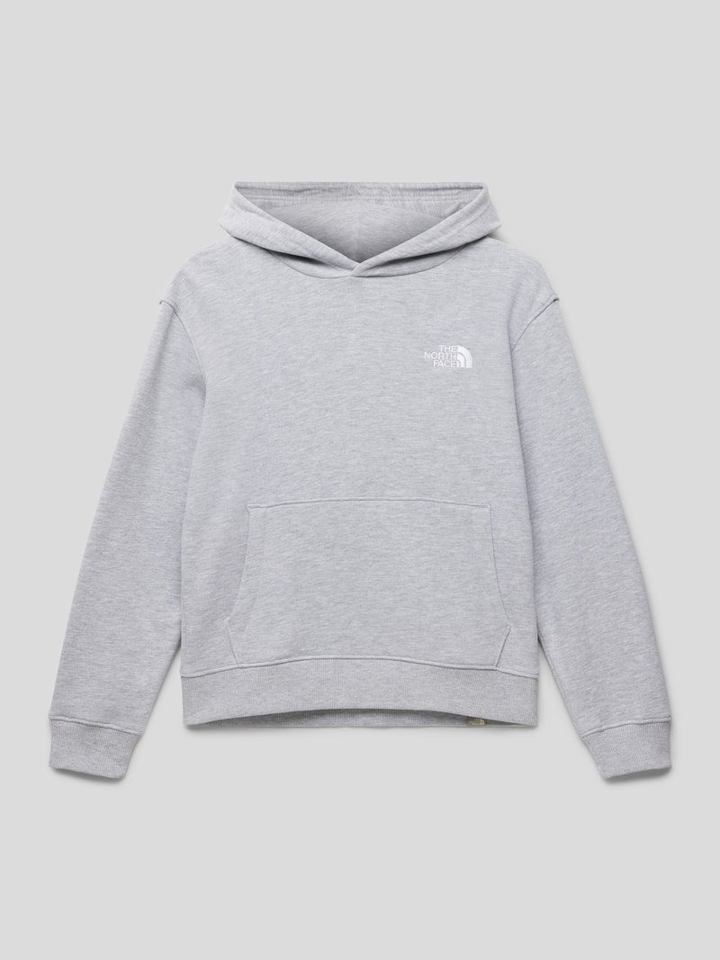 Oversized Hoodie mit Label-Stitching in mittelgrau meliert