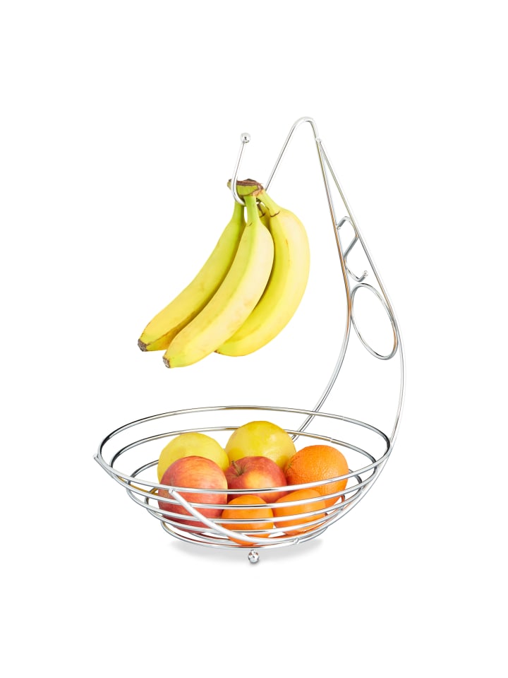 relaxdays Obstkorb in Silber - (B)29,5 x (H)42 x (T)32 cm günstig kaufen onesize