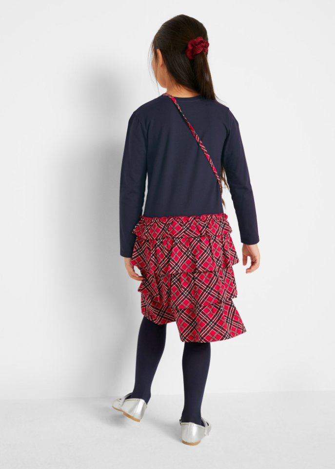 Mädchen Jerseykleid und Tasche (2-tlg.) aus Bio-Baumwolle