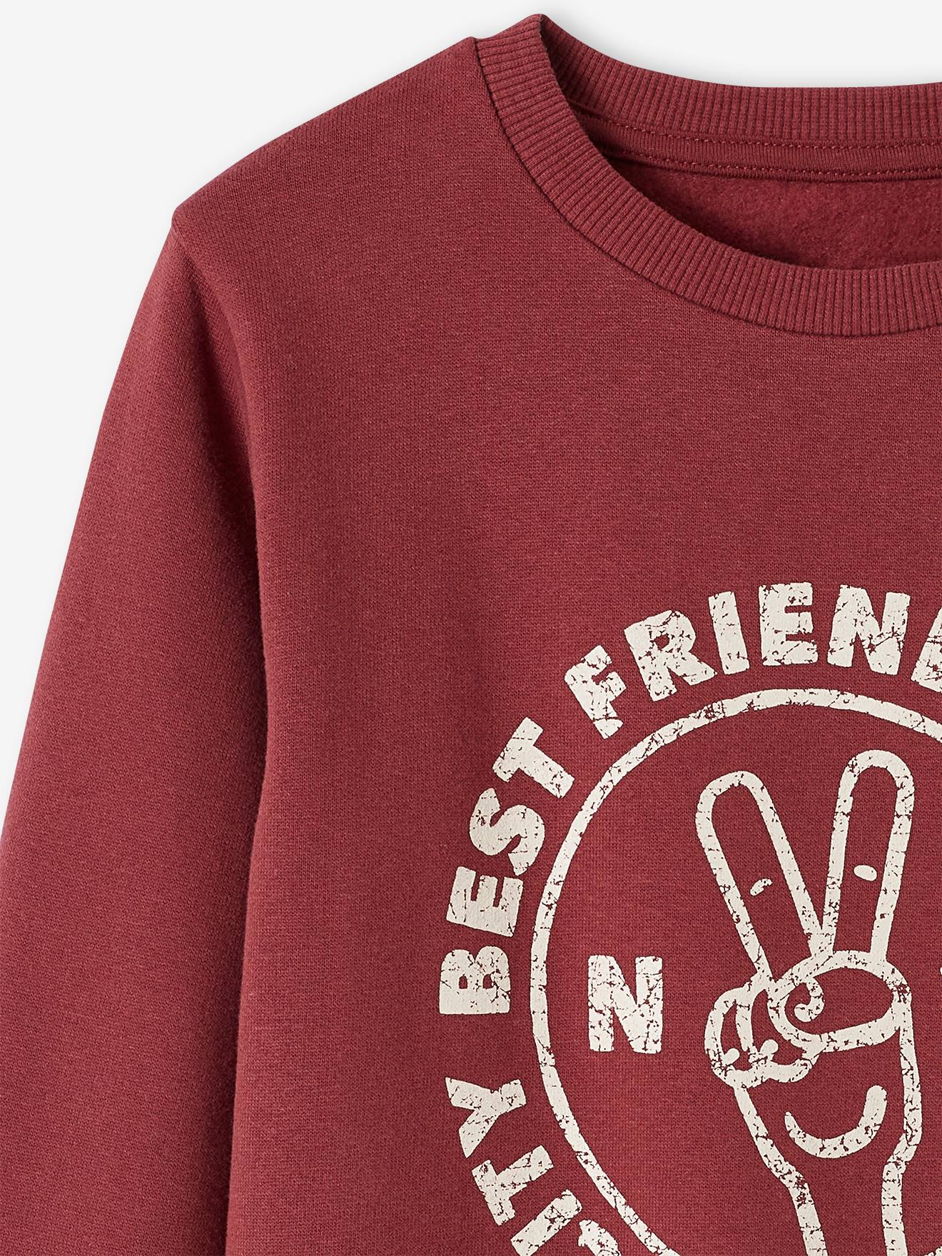 Sweat Basics motifs graphiques garçon blanc chiné