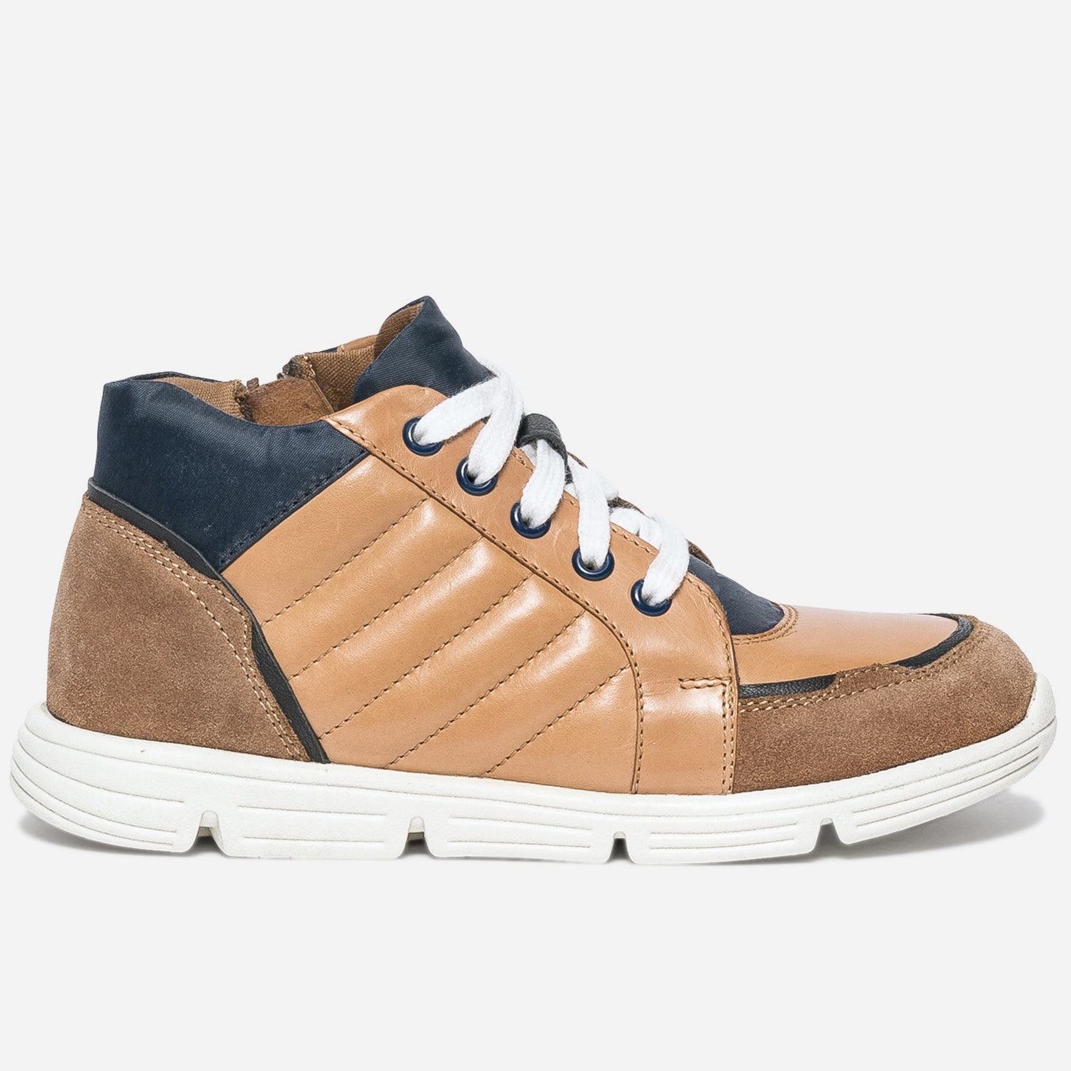 Boots BUGGY camel en cuir détails marine