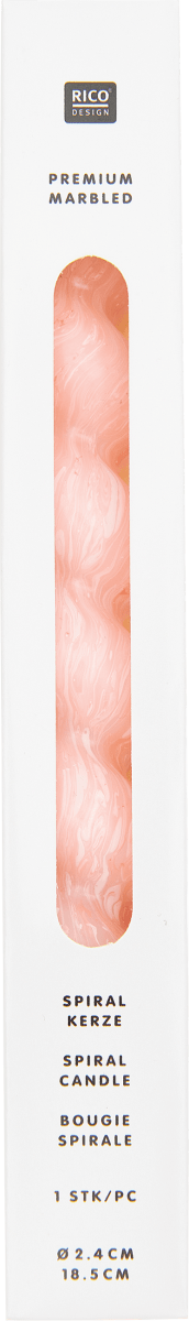Spiralkerzen, marmoriert, salmon marbled, 1 St