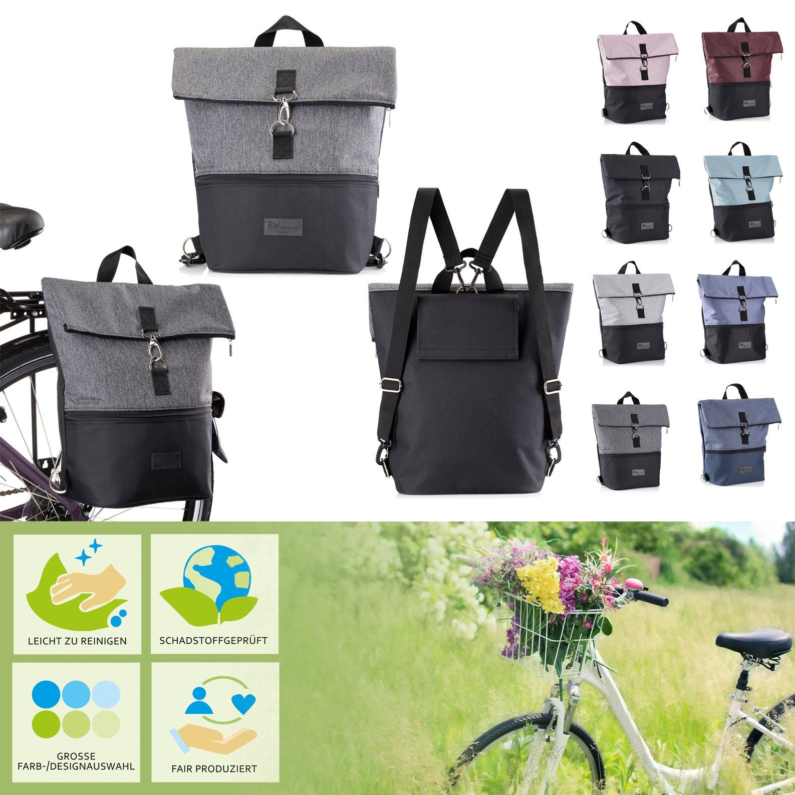 BambiniWelt by Rafael K. Fahrradtasche Fahrradtasche Gepäckträgertasche Rucksack Fahrradrucksack, Gepäckträgertasche/Fahrradrucksack