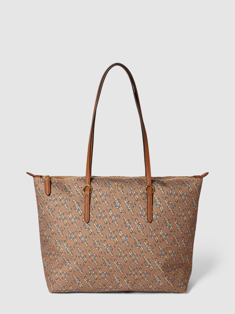Tote Bag mit Allover-Muster Modell 'KEATON' in taupe