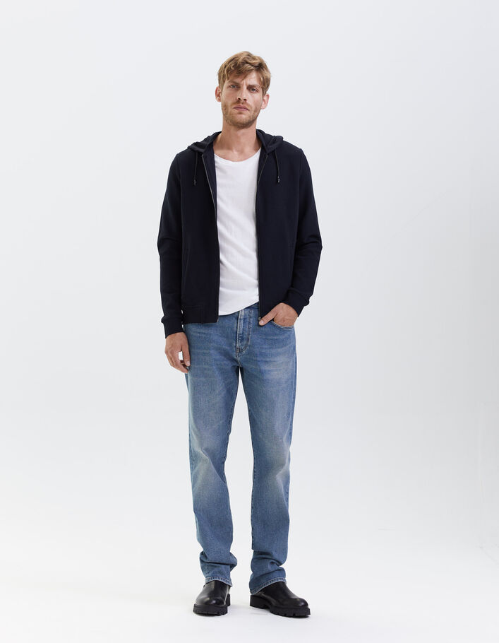 Cardigan marine reliefé à capuche Homme
