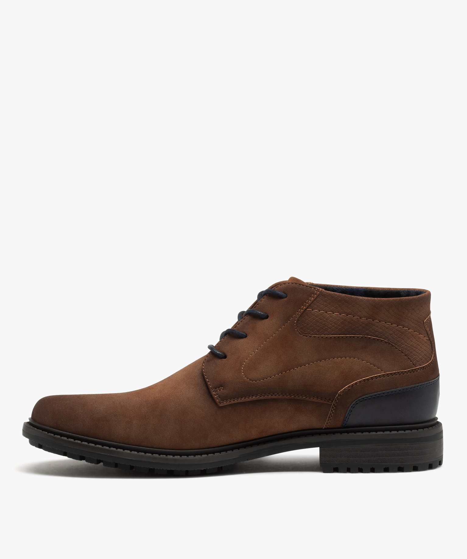 Low-boots avec surpiqres et lacets contrastants homme cognac | GEMO
