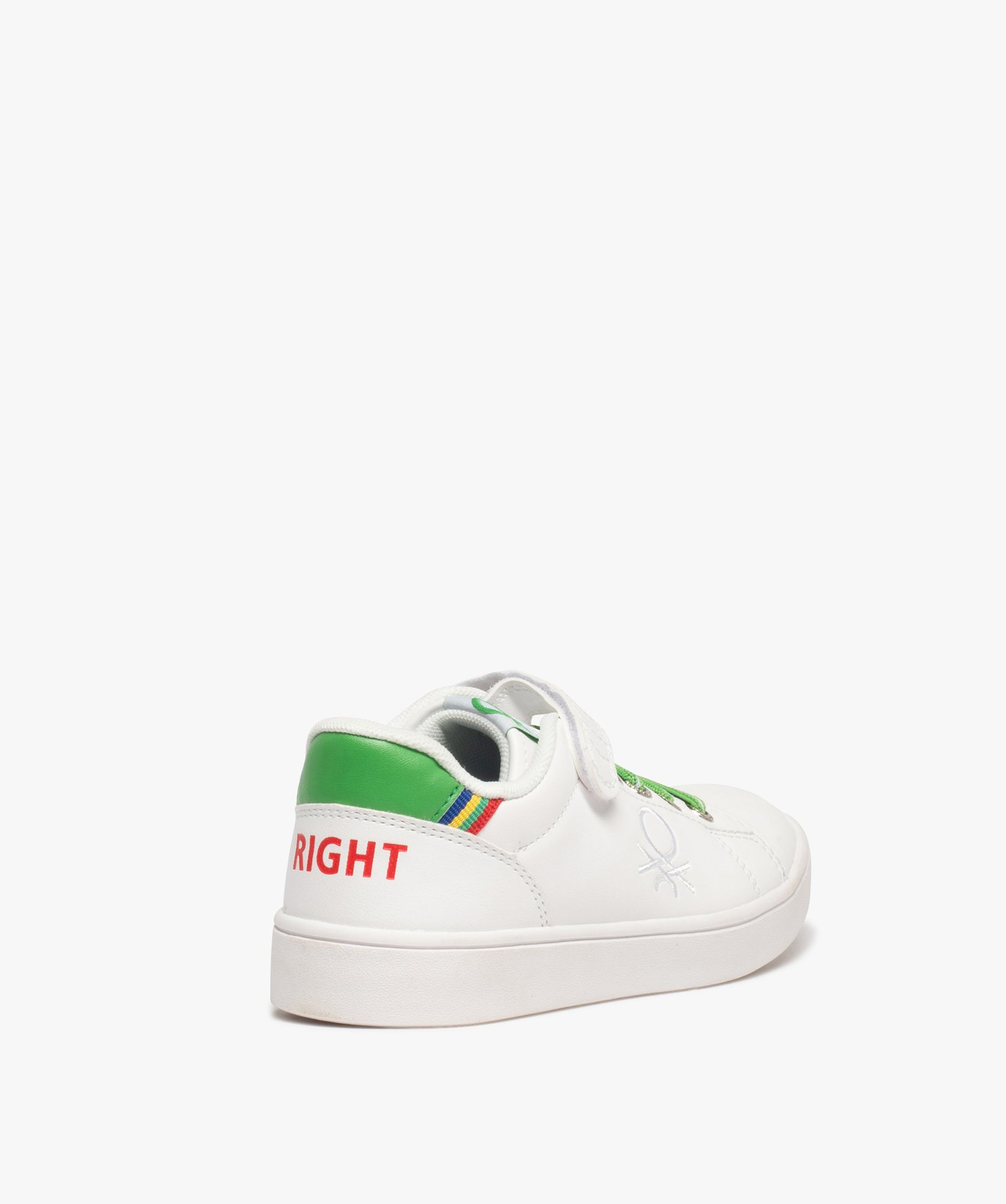 Baskets Garçon colorées à lacets et scratch - Benetton blanc | GEMO