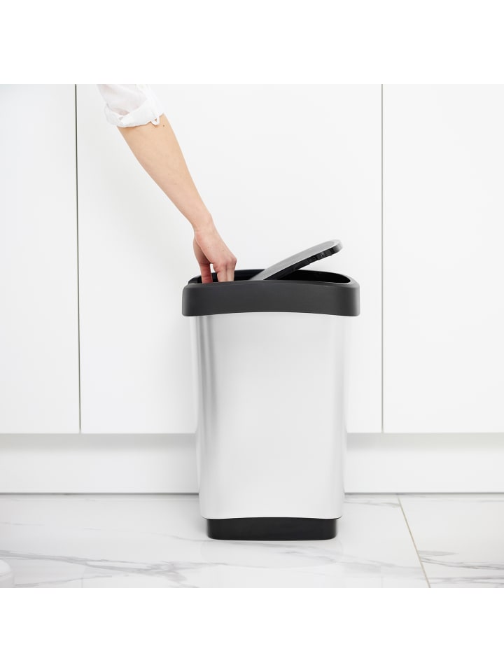 Rotho Twist Mülleimer 25l mit Deckel, Kunststoff (PP) in Silber metallic günstig kaufen onesize