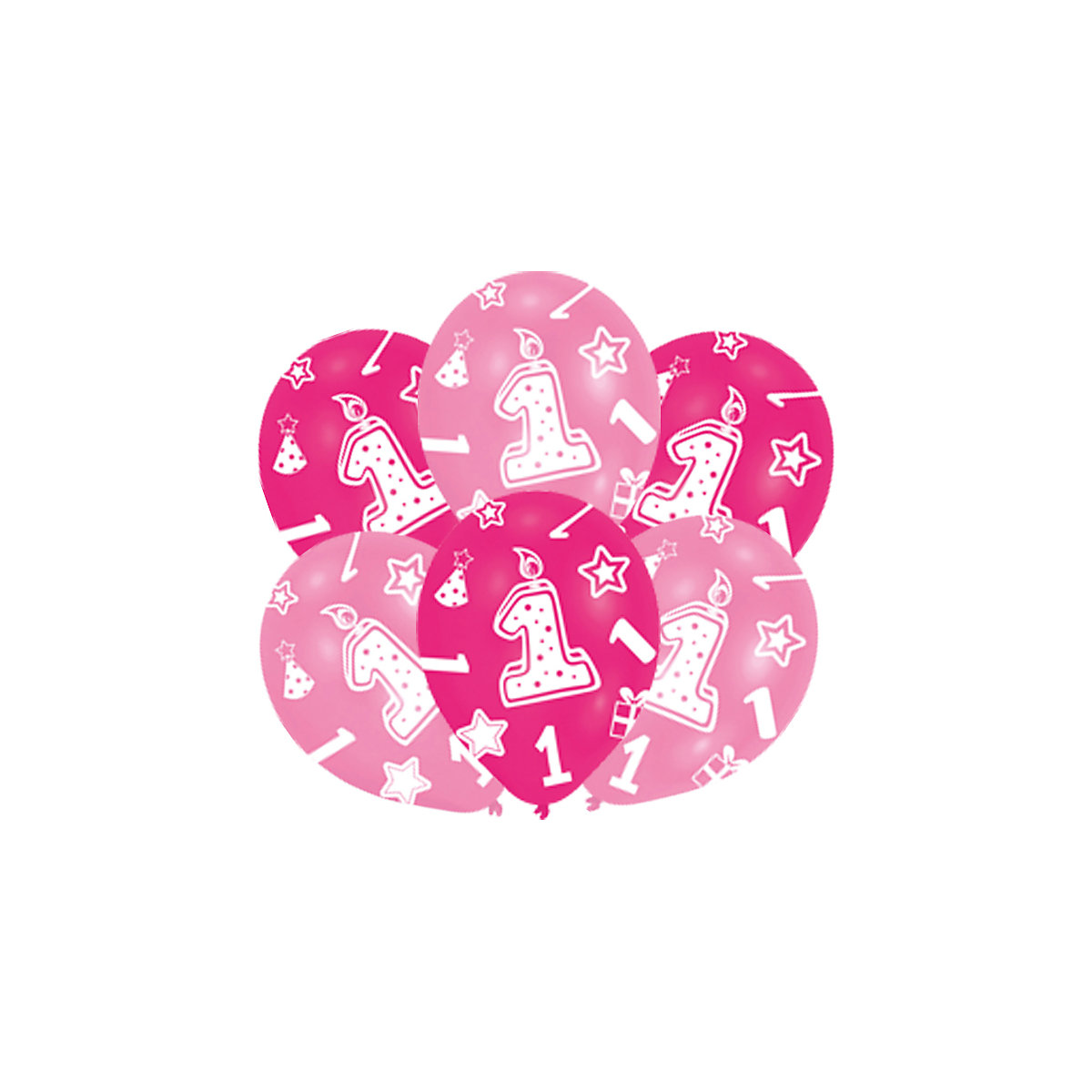 Latexballons Zahl 1, 6 Stück pink
