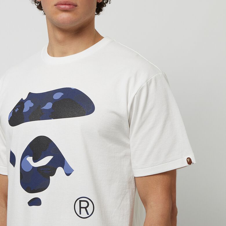 A Bathing Ape Color Camo Ape Face Tee white navy