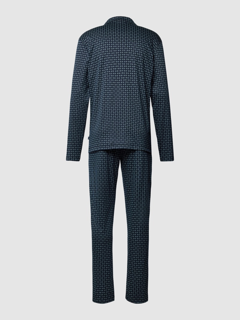 Pyjama mit Allover-Muster in dunkelblau