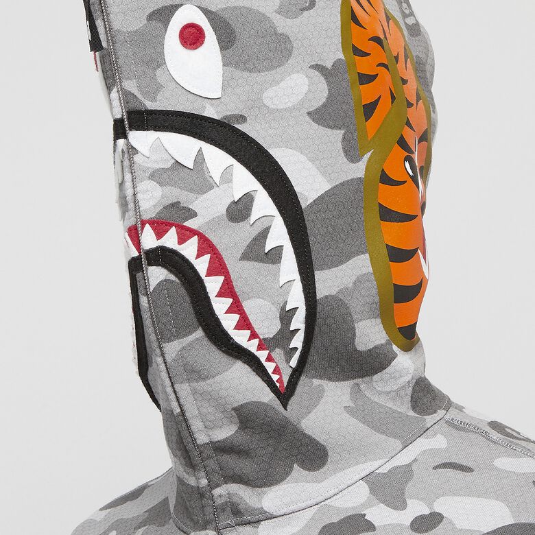 A Bathing Ape Honeycomb Camo Shark Full Zip Hoodie M gray