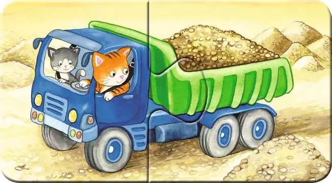 Kinderpuzzle ab 2 Jahren - Tierische Baustelle - 2 Teile