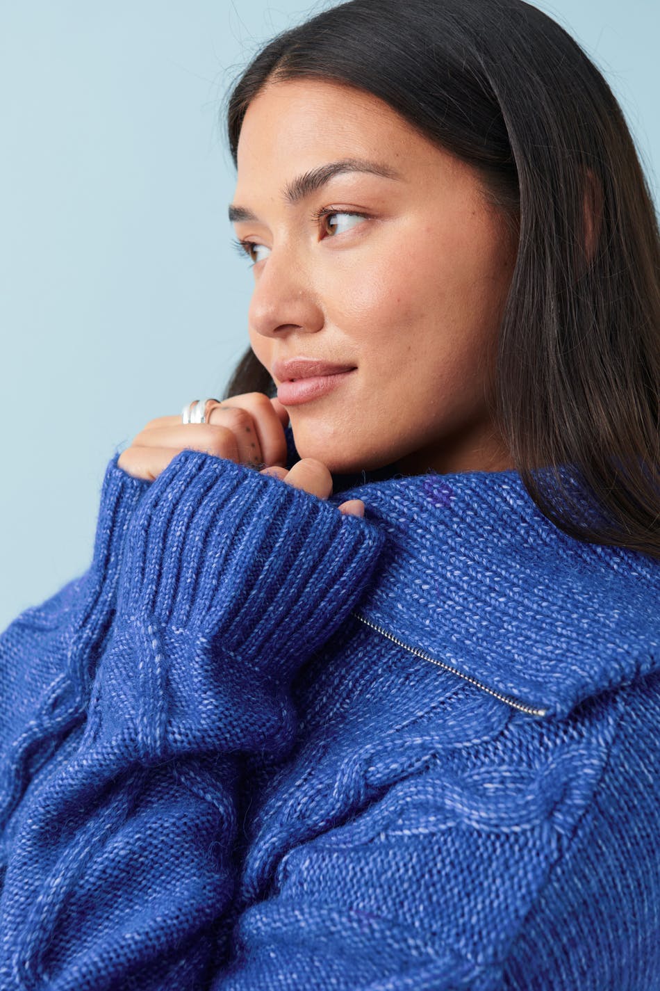 Knitted zip sweater