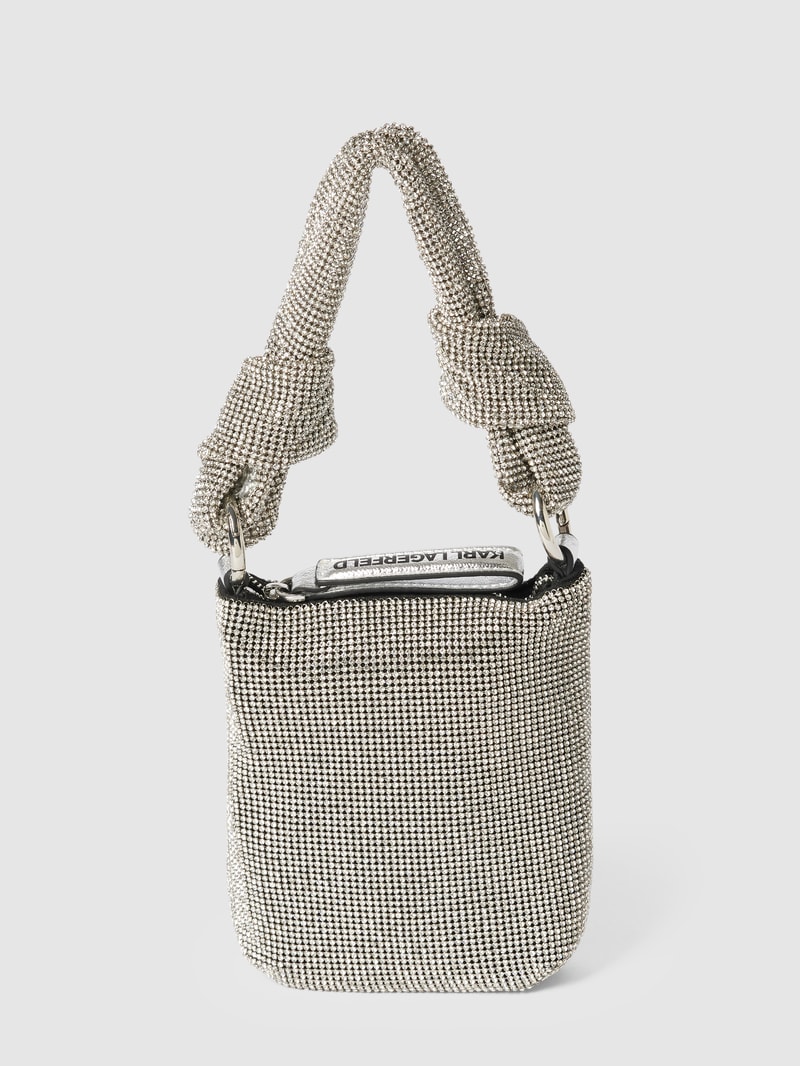 Clutch mit Zierbesatz Modell 'k/evening' in silber
