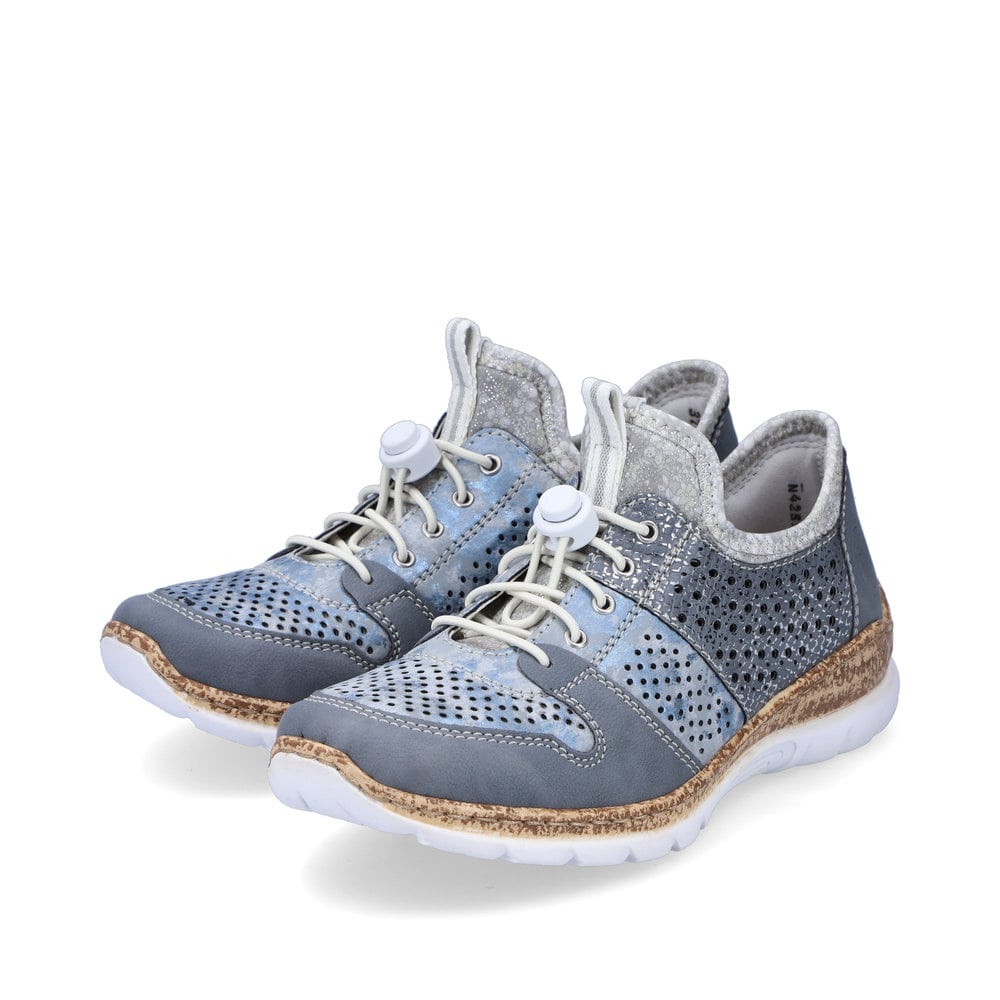 Rieker Damen Slipper metallic-blau