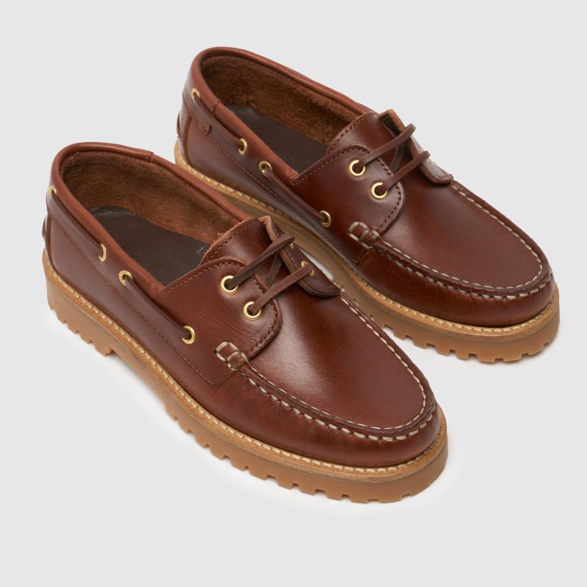 Schuh Laith – Bruna, platta båtskor i läder