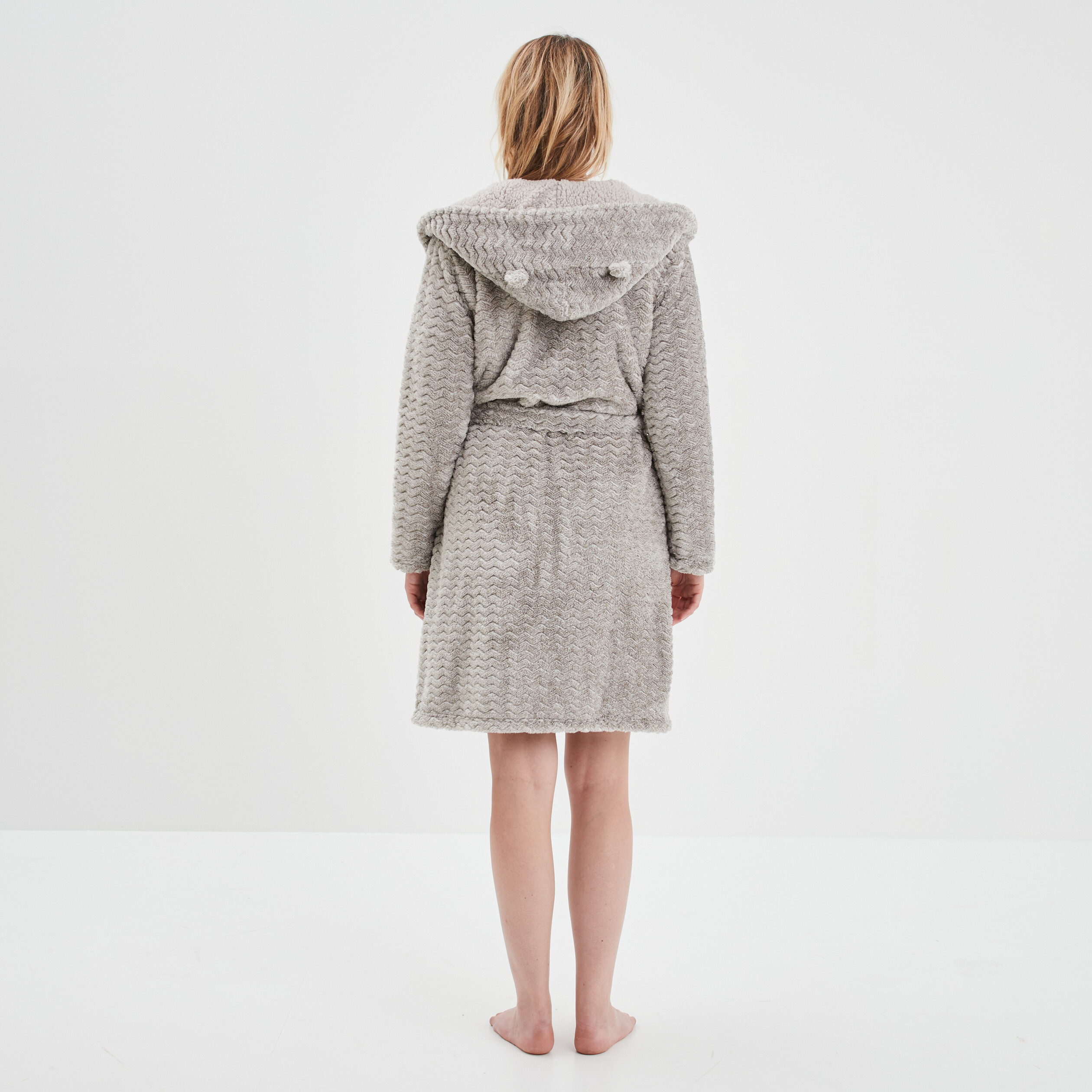 Peignoir à capuche gris clair femme | La Halle