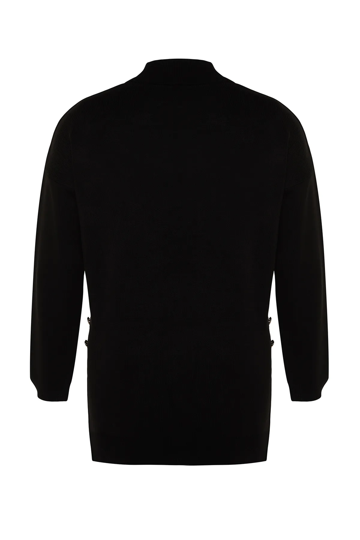 Trendyol Curve  Schwarzer Rollkragenpullover mit Knöpfen und detailliertem Rollkragen TBBAW24AN00076