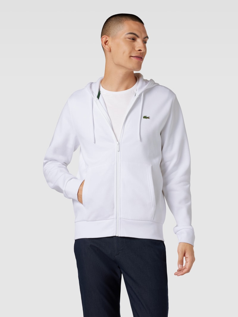Sweatjacke mit Logo-Stitching in weiß