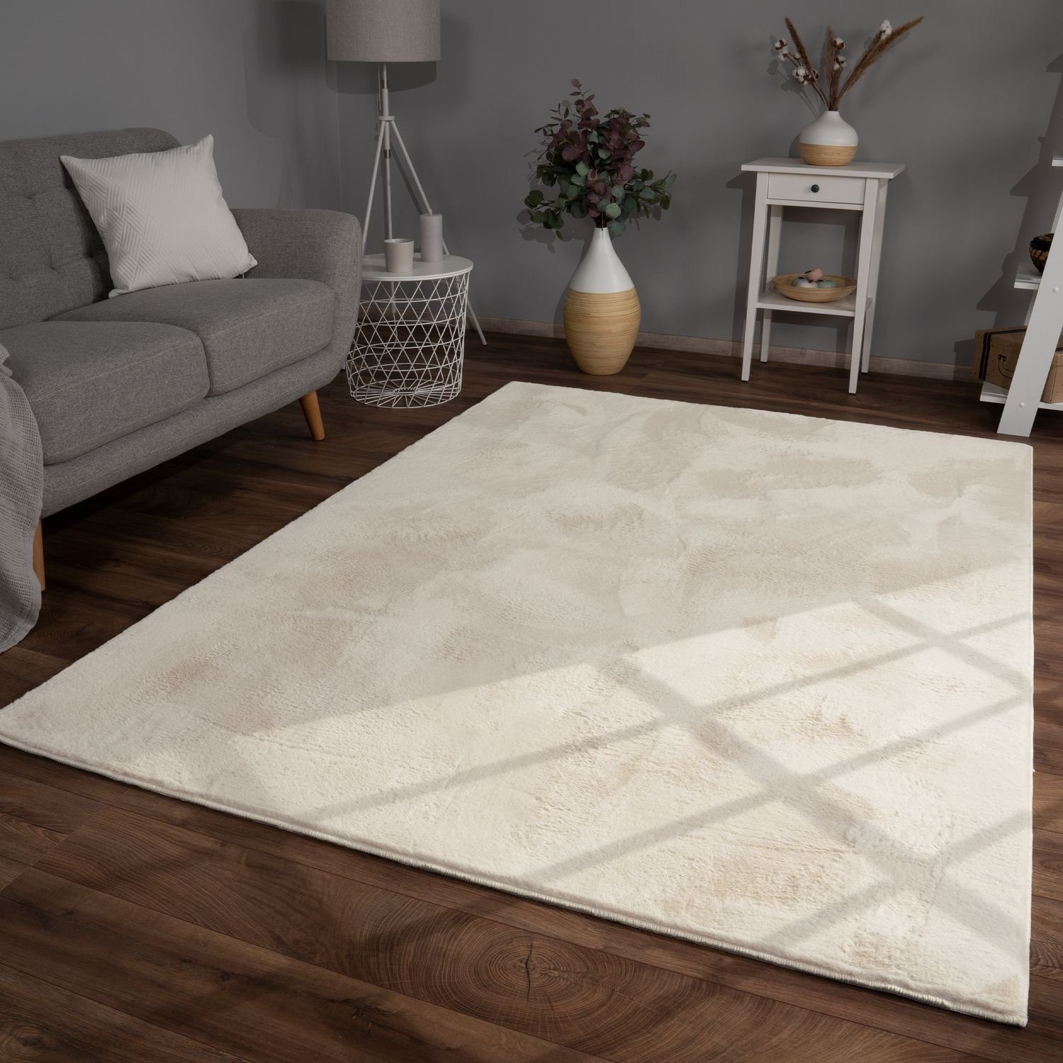 Fellteppich Wohnzimmer Hochflor Teppich Kunstfell Modern Unifarben Flauschig Weich, TT Home, rechteckig, Höhe: 4 mm