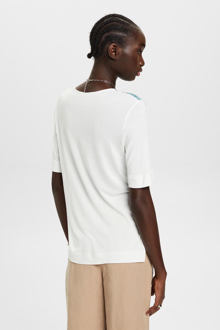 V-T-Shirt mit Metallic-Print aus Viskose