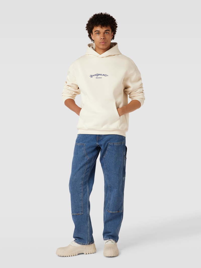 Oversized Hoodie mit Statement-Print in beige