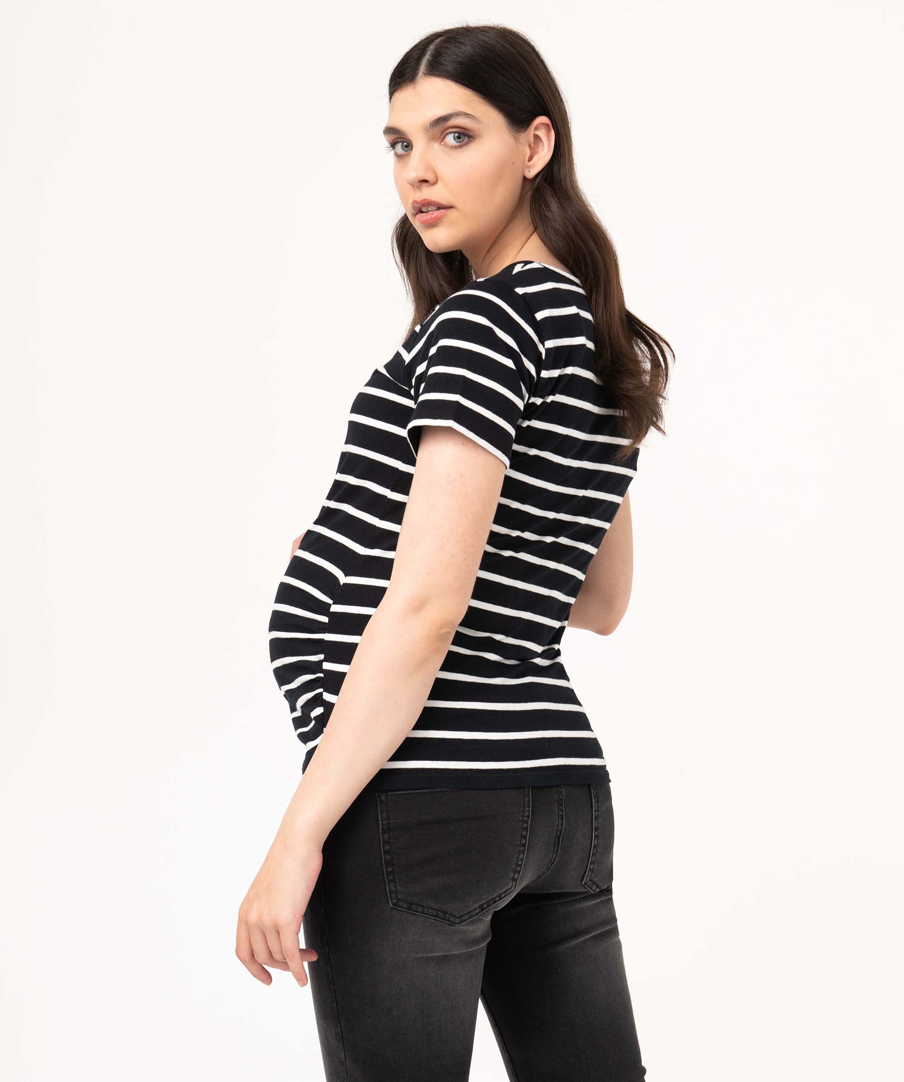 Tee-shirt de grossesse rayé à manches courtes raye | GEMO