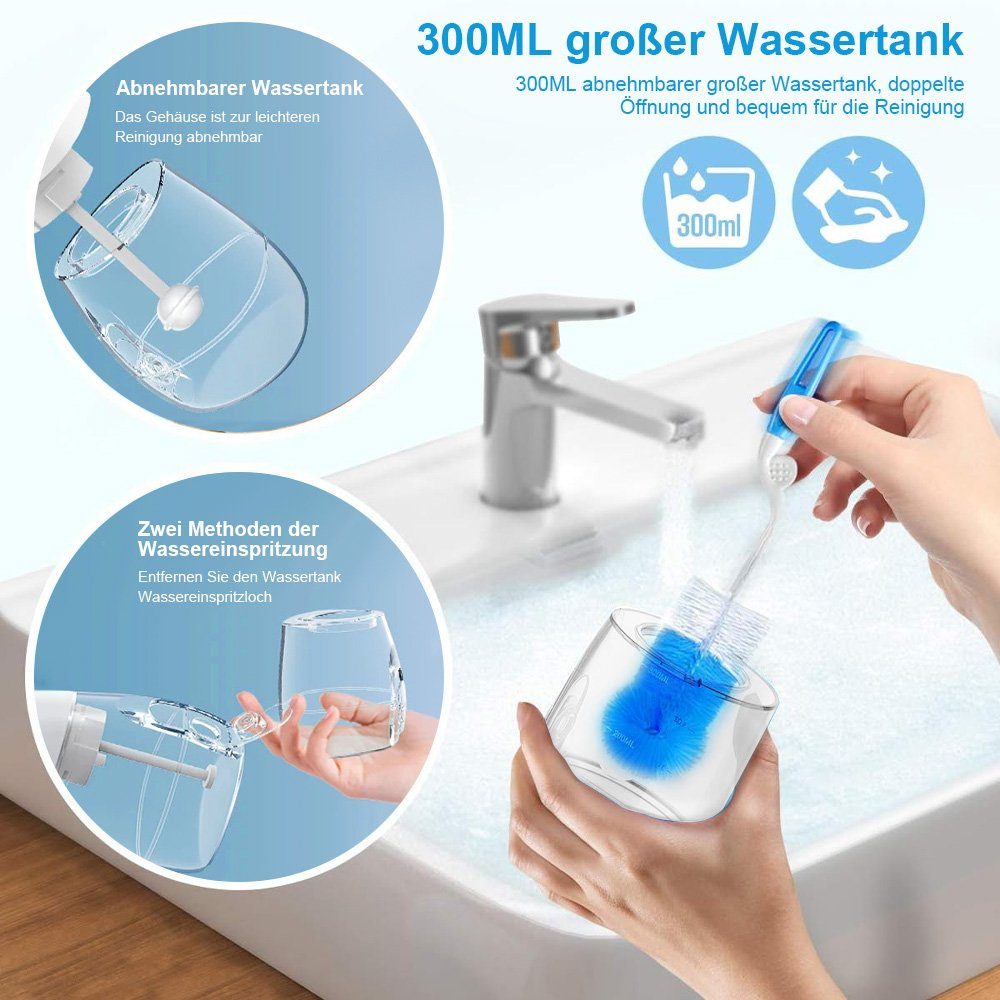 Powerwill Munddusche Kabellose Munddusche, 5 Ersatzdüsen, Zahnzwischenraumreiniger, Sanfte Zahnreinigung & Gesündes Zahnfleisch, 4 Modi für Zahnpflege