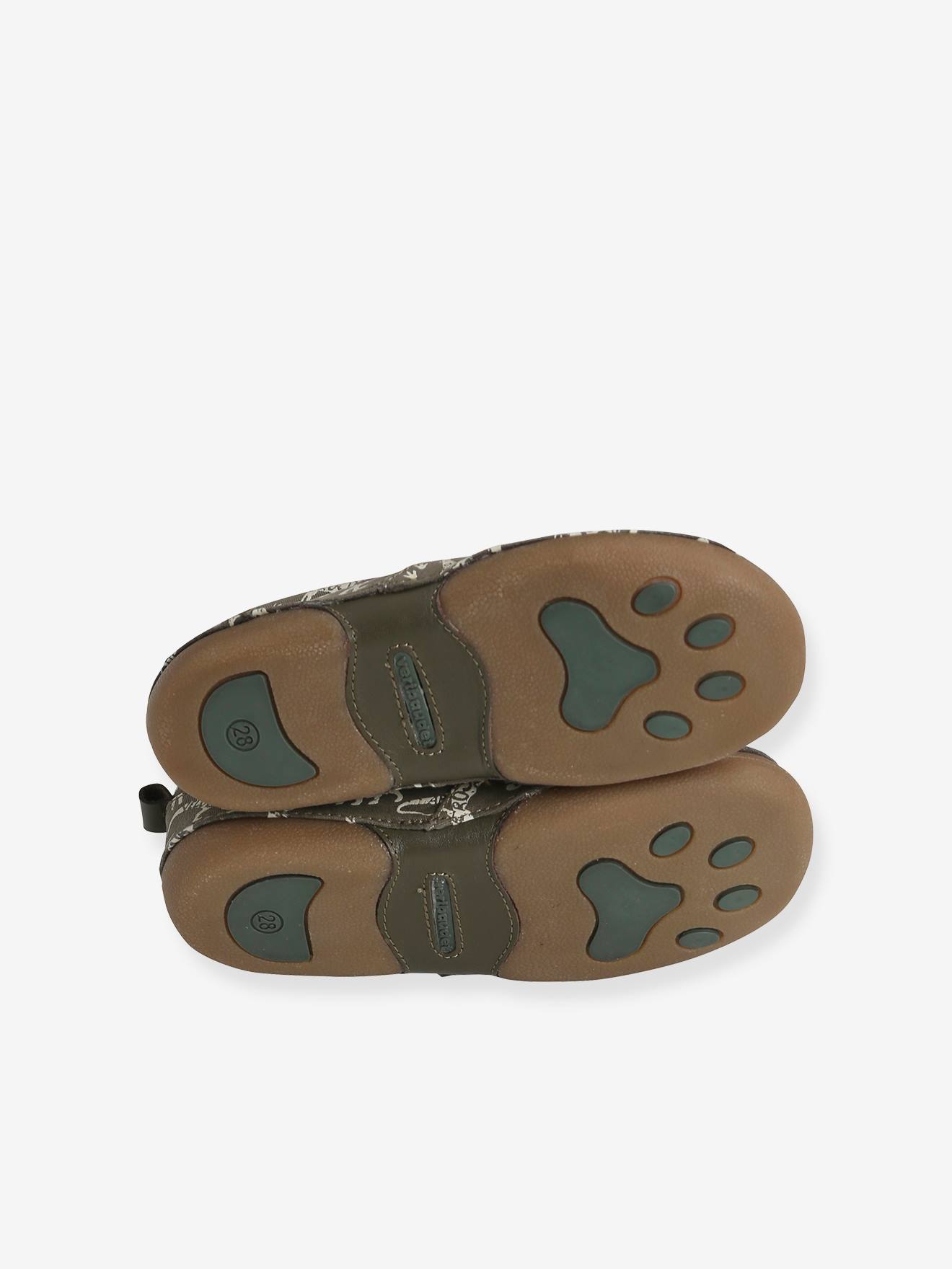 Vertbaudet Jungen Stoff-Hausschuhe, schmaler Fuß - khaki