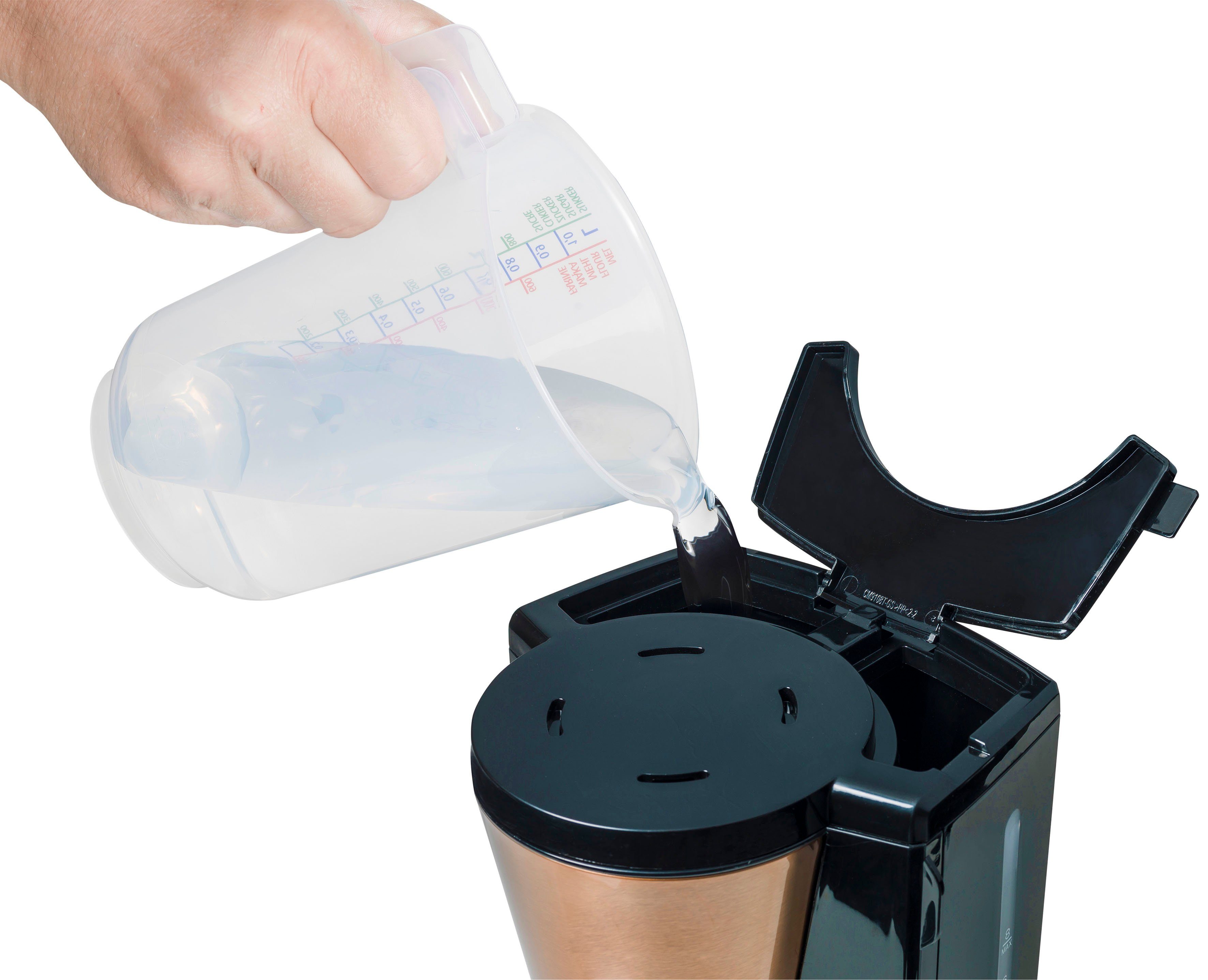 bestron Filterkaffeemaschine ACM1000CO, 1l Kaffeekanne, Papierfilter 1x4, mit Thermokanne, 8 Tassen, 900 W, Edelstahl in Kupfer -Optik